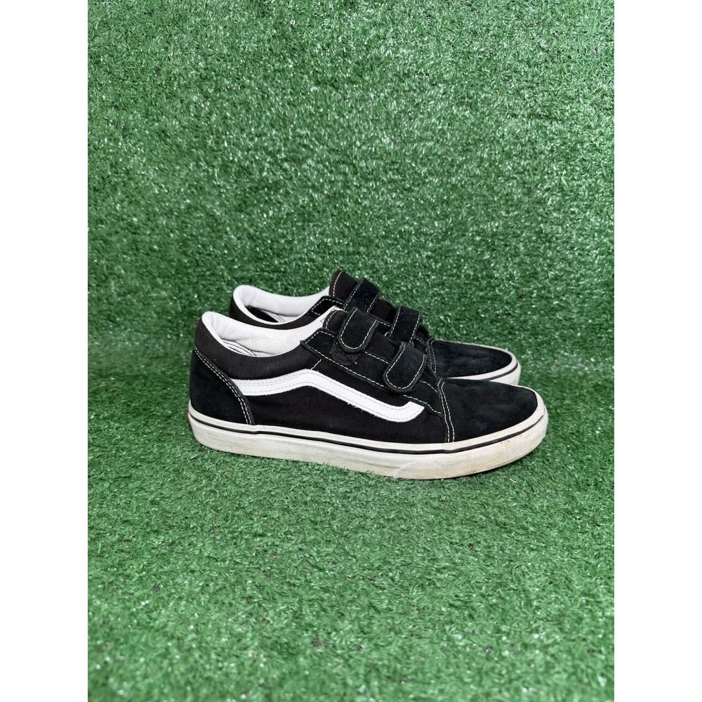 VANS Old Skool V Women Size 7.5 White Black Low Top Strappy Skate Shoes Sneakers